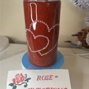 Red Glitter Heart Vase